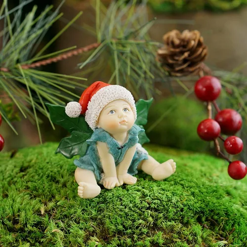 Vista 2 de Top Collection Figura de bebé de hadas de Navidad en miniatura para jardín y terrario