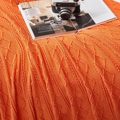 Vista 5 de DREAMSUNSET Manta tejida de 50 x 60 pulgadas, para sofá, cama y decoración. Súper suave, cómoda y ligera. Patrón original con flecos de borla.
