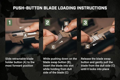 Vista 6 de Spec Ops Tools - Cuchillo utilitario con hoja retráctil, paquete de 2, incluye 5 cuchillas adicionales en almacenamiento de mango, 3% donado a