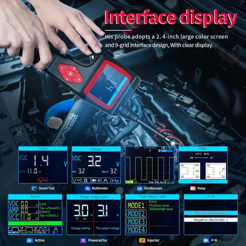 Vista 5 de Kit de sonda de circuito de potencia P200, probador de circuito automotriz de 9-30V, buscador de disyuntores, multímetro/componente