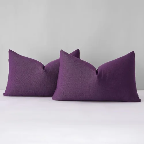 Vista 19 de Mixhug Juego de 2 fundas de almohada decorativas de lino para sofá y cama, cojín lumbar, color marrón claro, 12 x 20 pulgadas