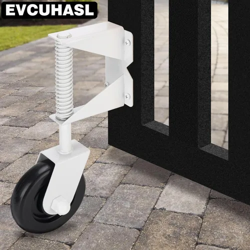 Vista 6 de Rueda de puerta de madera resistente – Kit de ruedas giratorias de 360 grados para exteriores o puerta rodante, 4-1/2 pulgadas, capacidad de 220