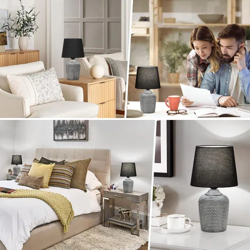 Vista 7 de Sucolite Juego de 2 lámparas de mesa pequeñas de 11.8 pulgadas, lámparas de mesita de noche para dormitorio, habitación de los niños, bonitas