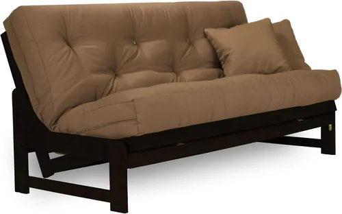 Vista 8 de Nirvana Futons Arden Dark Espresso - Juego de futón de tamaño matrimonial o queen, marco de futón de madera sin brazos con colchón