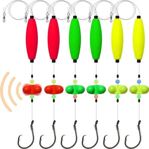 Vista 10 de Dovesun Pre-Tied Catfish Rig System, 23 Inch 55LB Santee Cooper Catfish Float Rig with Adjustable EVA Slip Float and High Carbon Circle Hooks 5/0