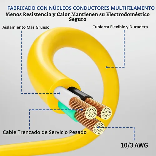 Vista 3 de Cable de extensión de 50 pies para exteriores/interiores con Amarillo