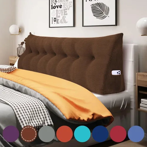 Vista 34 de WOWMAX - Almohada triangular para cabecero; almohada en forma de cuña para cabecero; almohada grande de refuerzo para cama, almohada