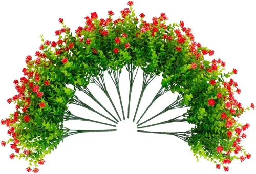 Vista 11 de Nearly Natural Mini rosa artificial resistente a los rayos UV de 13 pulgadas (interior/exterior) - Juego de 12 Naranja