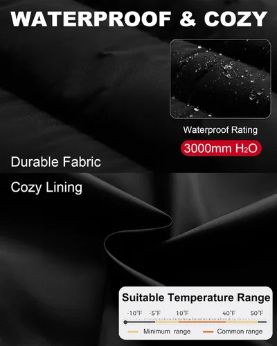 Vista 4 de Abrigo de invierno para hombre, chaqueta larga acolchada impermeable, parka de esquí, ropa exterior gruesa con capucha extraíble Negro