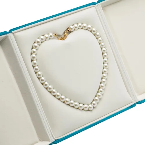 Vista 4 de Caja de regalo de collar grande de terciopelo escaparate joyería collar de perlas caja de almacenamiento (azul)