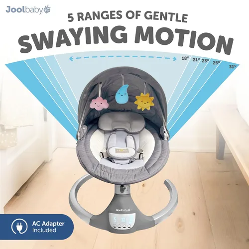 Vista 3 de Jool Baby Nova Swing para recién nacidos, columpio eléctrico motorizado para bebés, música Bluetooth, 10 melodías preestablecidas, control remoto