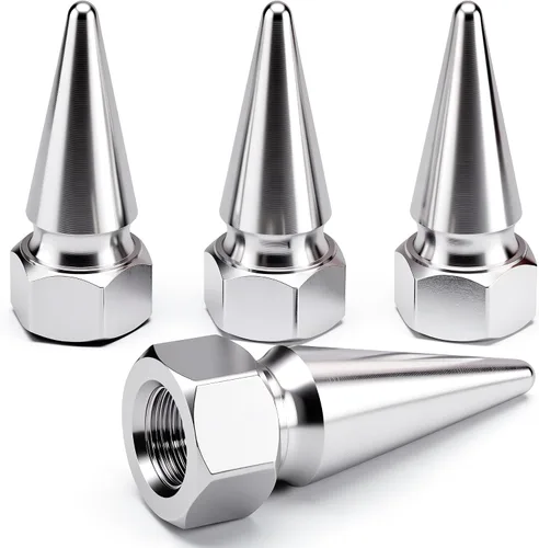 Vista 42 de 4 piezas de tapas de válvula de rueda con forma de punta, tapa de aire de aluminio para automóviles, cubiertas universales de válvula de rueda a