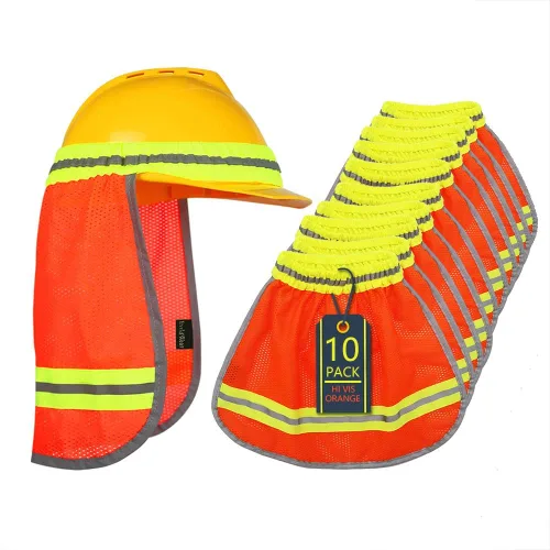 Vista 13 de Evridwear Protector solar de cuello de alta visibilidad con rayas reflectantes, sombra de seguridad con banda elástica de malla transpirable