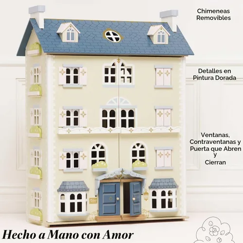 Vista 2 de Le Toy Van - Casa de muñecas grande de madera Palace House Ideal como regalo Juego de casa de muñecas de madera de 5 plantas - Adecuado
