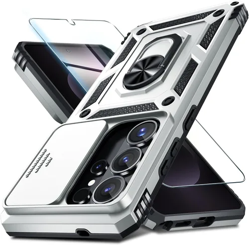 Vista 34 de Janmitta Compatible con Samsung Galaxy S24 FE Funda con Cubierta Deslizante Integrada para Lente de Cámara+Protector de Pantalla+Soporte de Anillo