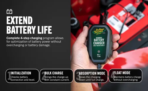Vista 6 de Battery Tender Junior 6V, Cargador y Mantenedor de Batería de 1.25 AMP: Cargador Automático Completo de Batería Automotriz de 6V para Coches