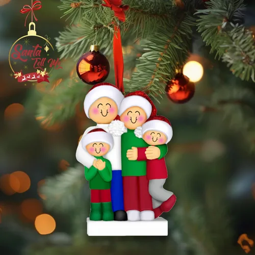 Vista 4 de Adorno personalizado para árbol genealógico 2024, bola de Navidad personalizada para familia de cuatro nietos
