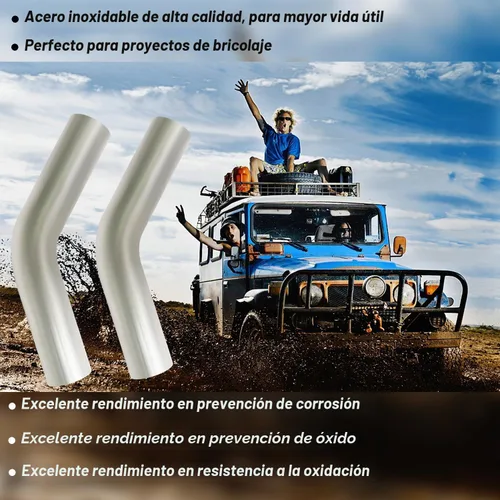Vista 7 de 2 Piezas Tubos de Escape de 2.5" DE 45 Grados, Codo Curvado de Mandril de 45°, Acero Inoxidable, Tubo de Codo de Escape de 2.5 pulgadas para Sistema