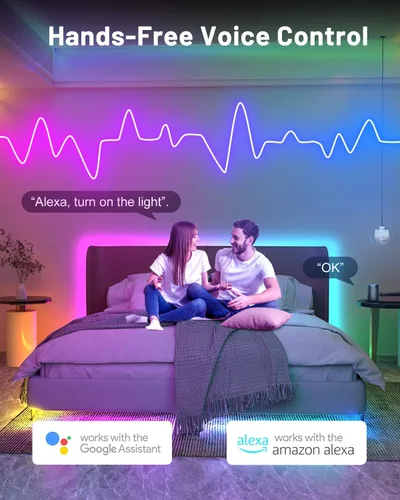 Vista 6 de Luces de cuerda de neón, tira de luces LED RGB+IC inteligente de 3,05 m con aplicación y control remoto, luces de cuerda de neón flexibles