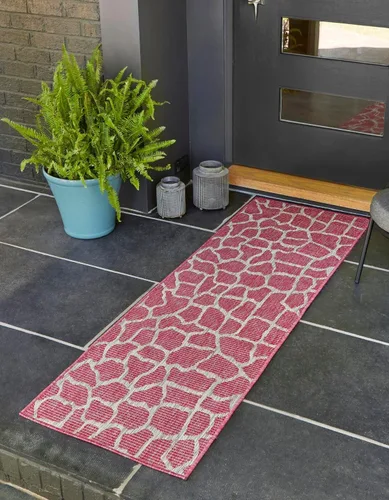 Vista 20 de Unique Loom Outdoor Safari Collection - Alfombra de área - Jirafa (2' x 6' 1" camino, azul/gris)