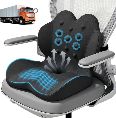 Vista 9 de Cojín de asiento de espuma viscoelástica con soporte lumbar para alivio del dolor de ciática y coxis, silla de oficina, silla de ruedas, asiento