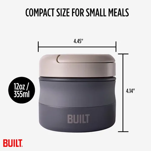 Vista 3 de Construido - Tarro de comida de boca ancha de 12 oz - Pizarra - Negro Gris