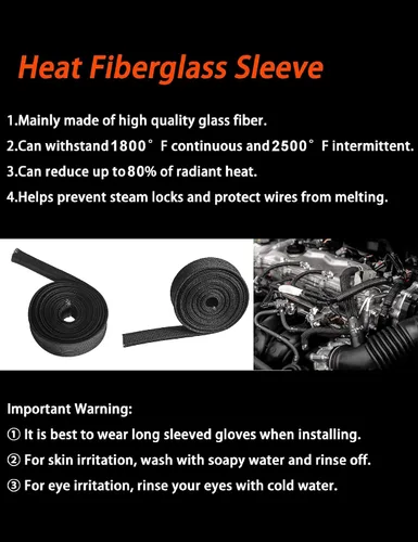 Vista 3 de Protector Térmico de Alambre Automotriz Funda Protectora Térmica Protector Térmico para Línea de Combustible Cubierta Protectora de Manguera Auto