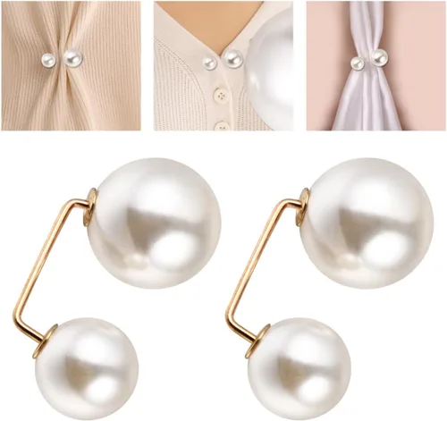 Vista 7 de COHEALI 6 broches de imitación – Alfileres de seguridad antiexposición para mujer – Apretador de cintura para pantalones y faldas – Clips de Blanco