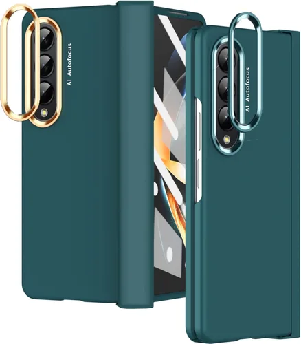 Vista 8 de NINKI Funda compatible con Galaxy Z Fold 4 en blanco y negro degradado con protector de pantalla y bisagra, funda protectora de cuerpo completo