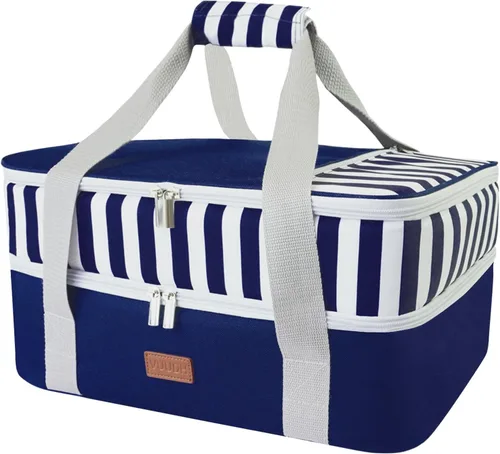 Vista 13 de Bolsa de transporte de cazuela expandible Vuudh - Bolsa de comida de doble cubierta, soporte de cazuela aislada para alimentos calientes o fríos
