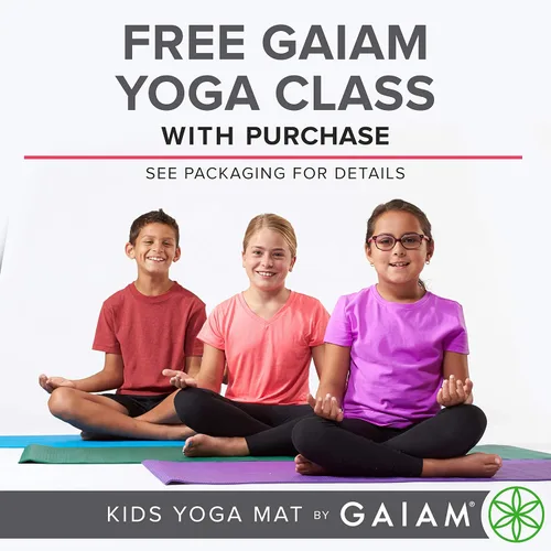 Vista 4 de Gaiam Tapete de Yoga para Niños, Tapete de Ejercicio, Yoga para Niños con Estampados Divertidos - Tiempo de Juego para Bebés, Niños Pequeños Activos