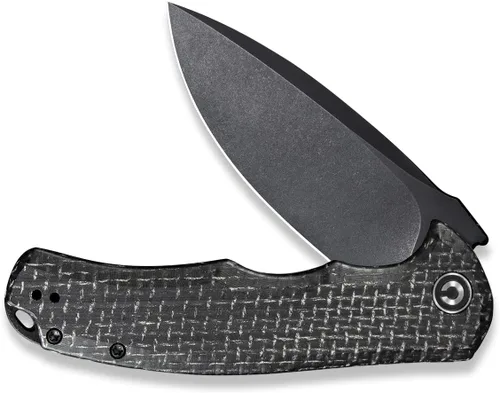 Vista 4 de CIVIVI Cuchillo de Bolsillo Plegable - Praxis Flipper con Liner Lock, Hoja Negra Stonewashed de 3.75", Mangos de Micarta, Clip Reversible