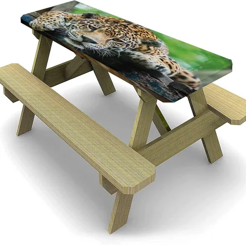 Vista 4 de Mantel ajustable elástico decorativo de selva, 24 x 48 pulgadas, funda rectangular para mesa plegable de 4 pies, protector de mesa ajustable