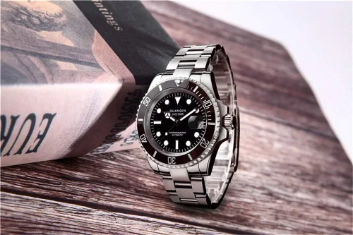Vista 2 de Reloj de pulsera mecánico automático japonés analógico luminoso para hombre con correa de acero inoxidable