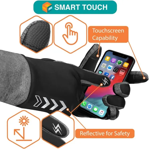 Vista 2 de SUN CUBE Guantes de invierno para hombres y mujeres, guantes térmicos para pantalla táctil, calentadores de manos, antiagarre, antideslizantes