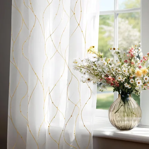 Vista 31 de Deconovo - Cortinas transparentes con filtro de luz de 84 pulgadas de largo Plata