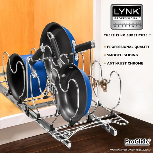 Vista 2 de LYNK PROFESSIONAL® Organizador de ollas y sartenes para gabinete, organizador de sartenes extraíbles, cajón de tapa para sartenes y ollas