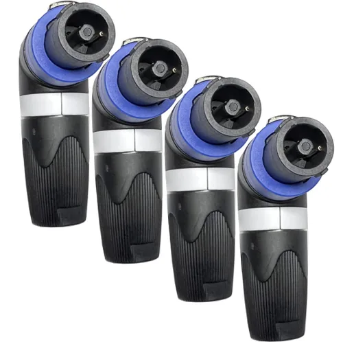 Vista 3 de CESS Conectores adaptador de cable Speakon en ángulo recto de codo, 4 polos en forma de L de alta carga para altavoz, bloqueo giratorio compatible