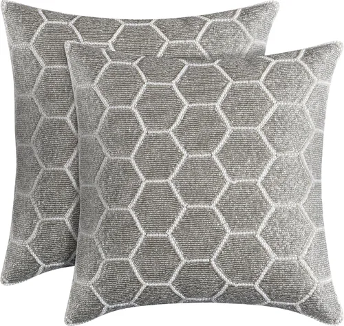 Vista 12 de Lightnpro - Funda de almohada hecha a mano con cuentas doradas, 12 x 12 pulgadas, elegante funda de cojín decorativo de acento para sofá, sillón