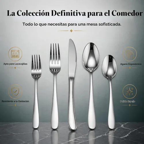 Vista 2 de HaWare Juego de cubiertos para 4, 20 piezas de cubiertos de acero inoxidable resistentes, juego de cubiertos de grado alimenticio que incluye
