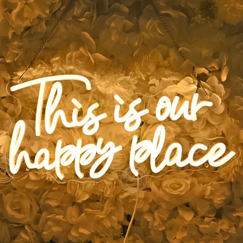 Vista 6 de Planzo Letrero de neón LED This is Our Happy Place para dormitorio