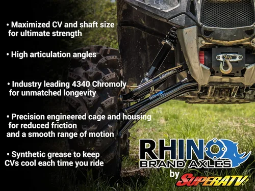 Vista 4 de SuperATV Polaris RZR 1000 ejes, longitud estándar, marca Rhino, resistente, único trasero Eje trasero resistente para RZR XP 1000/1000 4/ Trails &