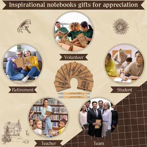 Vista 7 de Ctosree Juego de regalo de agradecimiento al profesor, bolígrafo motivacional de bambú, cuaderno en espiral, bolígrafos inspiradores