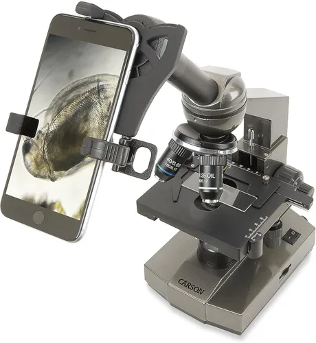 Vista 11 de Carson Microscopio compuesto para estudiantes 40x-400x para principiantes con adaptador universal para digiscopio para teléfonos inteligentes