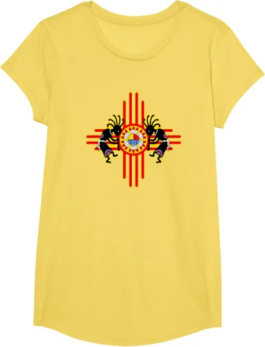 Vista 34 de Native American Kokopelli Kachina Zia Symbol 2 - Camiseta divertida para fanáticos, Negro