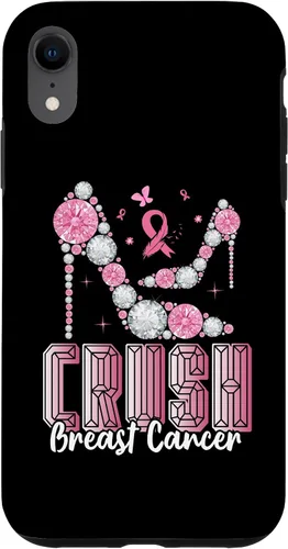 Vista 24 de iPhone 16 Crush Breast Cancer High Heels Bling Cancer Awareness Case