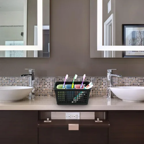 Vista 4 de Begale Bandejas de almacenamiento de plástico para cocina, organizador de baño, juego de 6