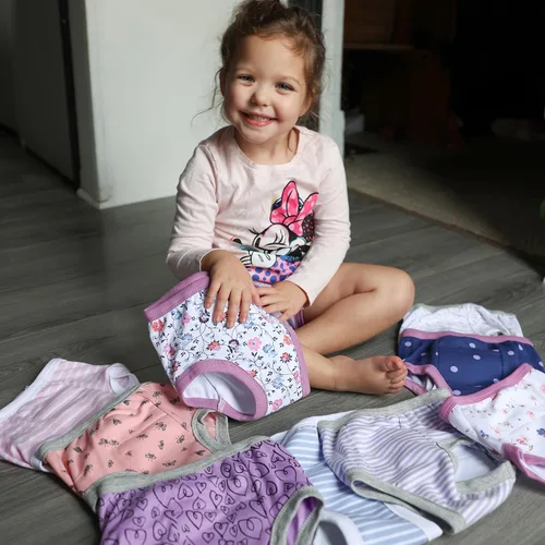 Vista 3 de BIG ELEPHANT Ropa interior de entrenamiento para ir al baño, 100% algodón, absorbente, unisex, pantalones para niños y niñas Serie Floral