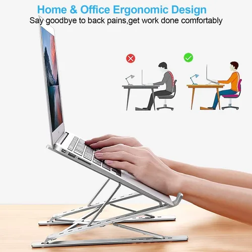 Vista 3 de Soporte de computadora portátil para escritorio, soporte estable para MacBook Pro, elevador ergonómico de aluminio para computadora de 12, 13, 15
