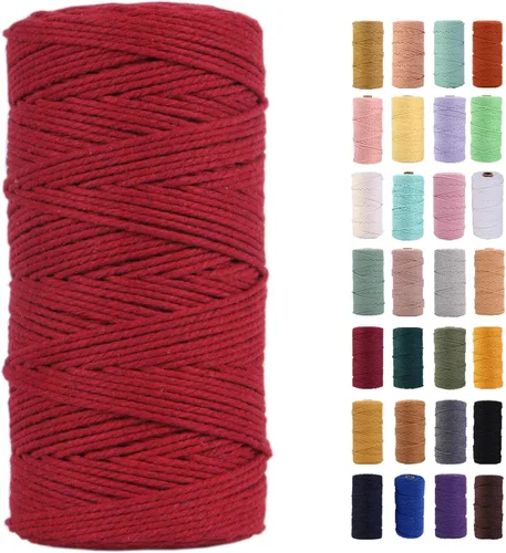 Vista 73 de Cuerda de macramé azul aire de 0.079 in x 220 yardas, cuerda de algodón colorido de algodón suave para colgar en la pared, colgadores de plantas